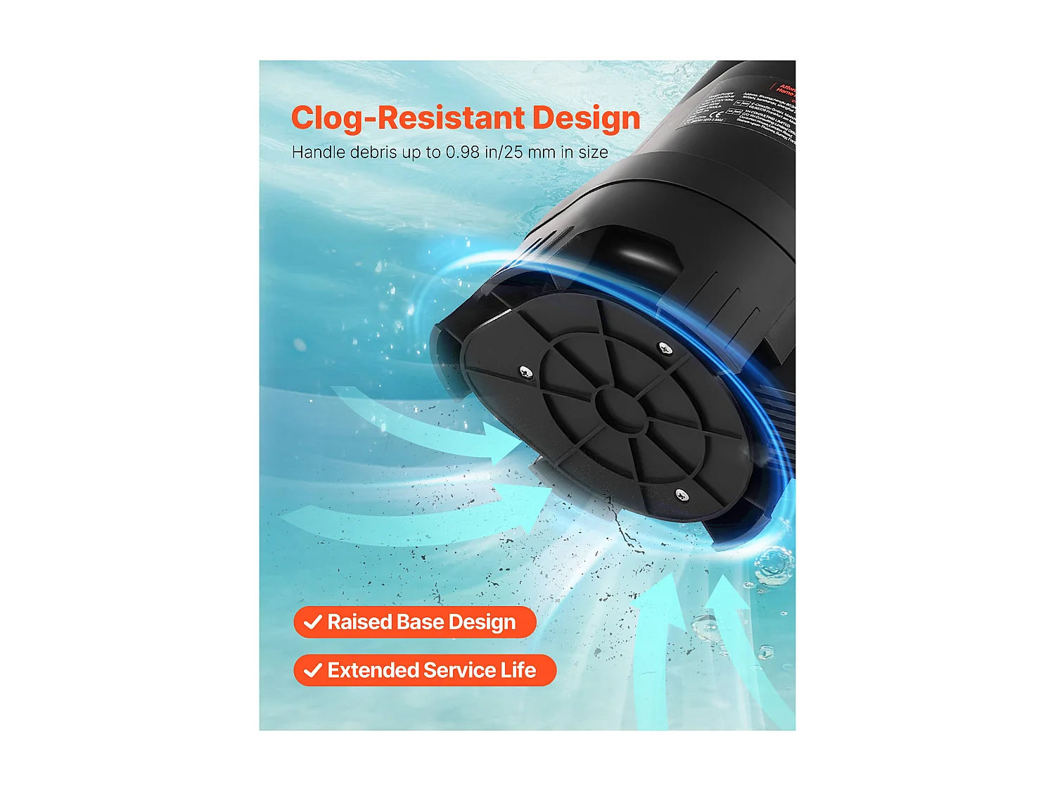 Pompe Submersible Eaux Usées SucceBuy 690 W Pompe Puisard PP-GF20, 17500 L/h avec Interrupteur à Flotteur Automatique, Hauteur Refoulement 9 m, pour Piscines