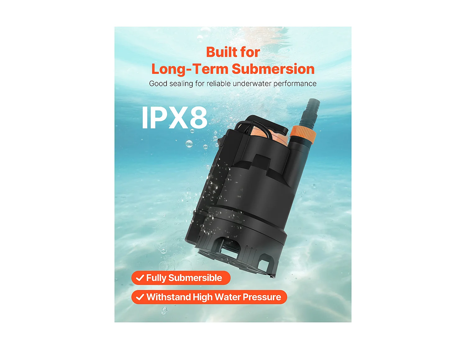 Pompe Submersible Eaux Usées SucceBuy 690 W Pompe Puisard PP-GF20, 17500 L/h avec Interrupteur à Flotteur Automatique, Hauteur Refoulement 9 m, pour Piscines