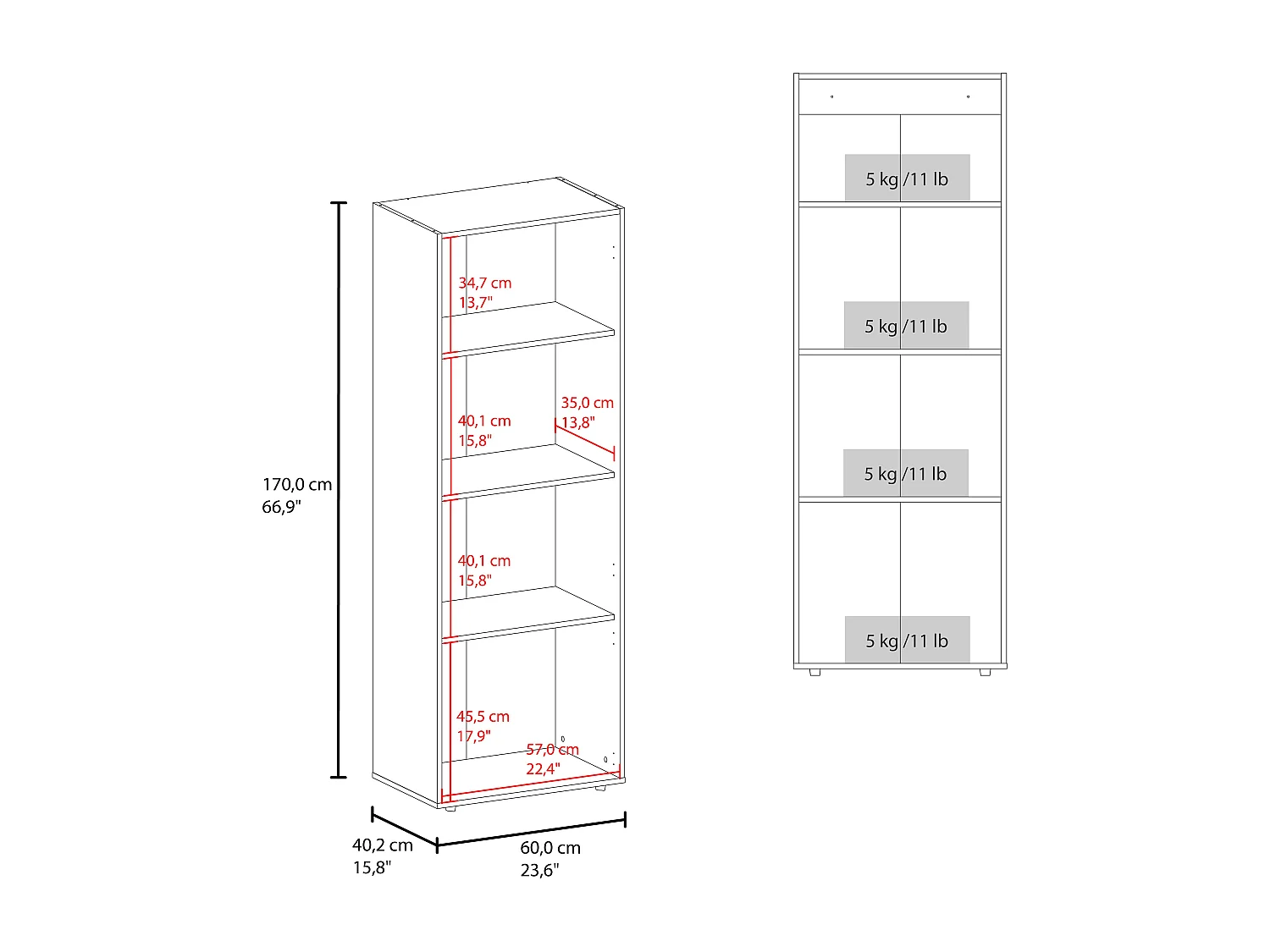 TUHOME  Armario alto de 3 puertas con 4 estantes Tolleso, armario independiente para dormitorio o recibidor, roble natural