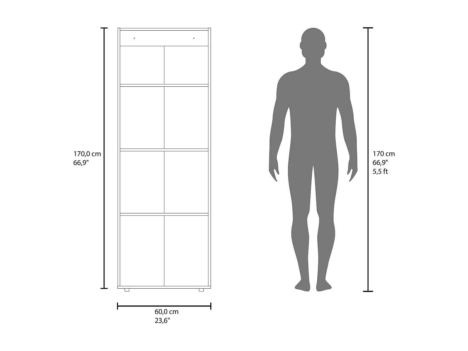 TUHOME  Armario alto de 3 puertas con 4 estantes Tolleso, armario independiente para dormitorio o recibidor, roble natural
