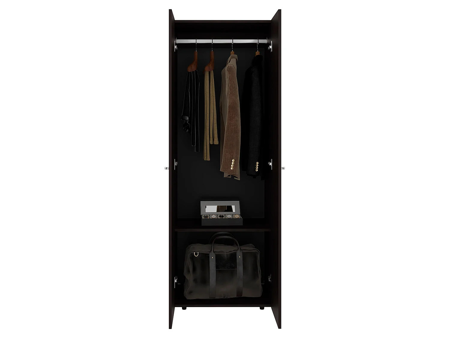 Roupeiro Home de 170 cm com 2 portas, nogueira e preto