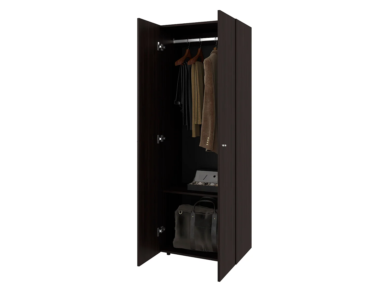 Roupeiro Home de 170 cm com 2 portas, nogueira e preto