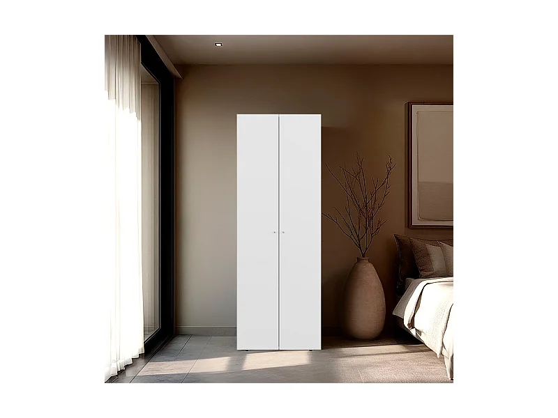 TUHOME Mueble para lavabo  Armario alto de 2 puertas dormitorio, Blanco