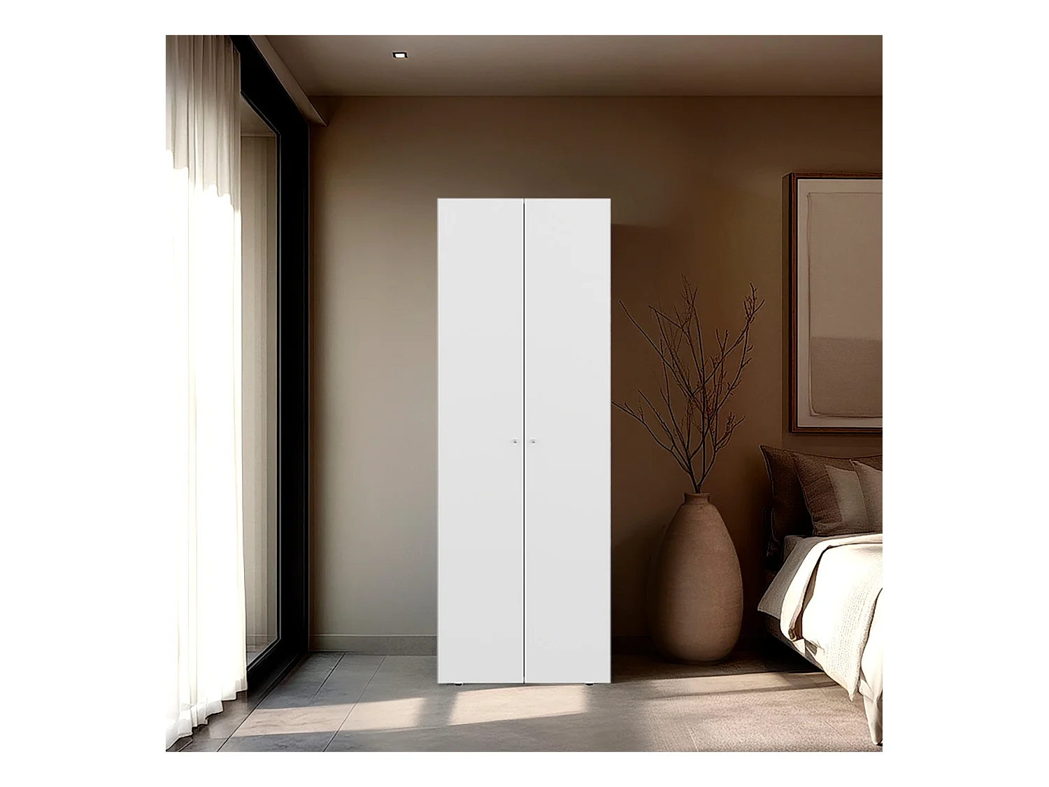 TUHOME Mueble para lavabo  Armario alto de 2 puertas dormitorio, Blanco