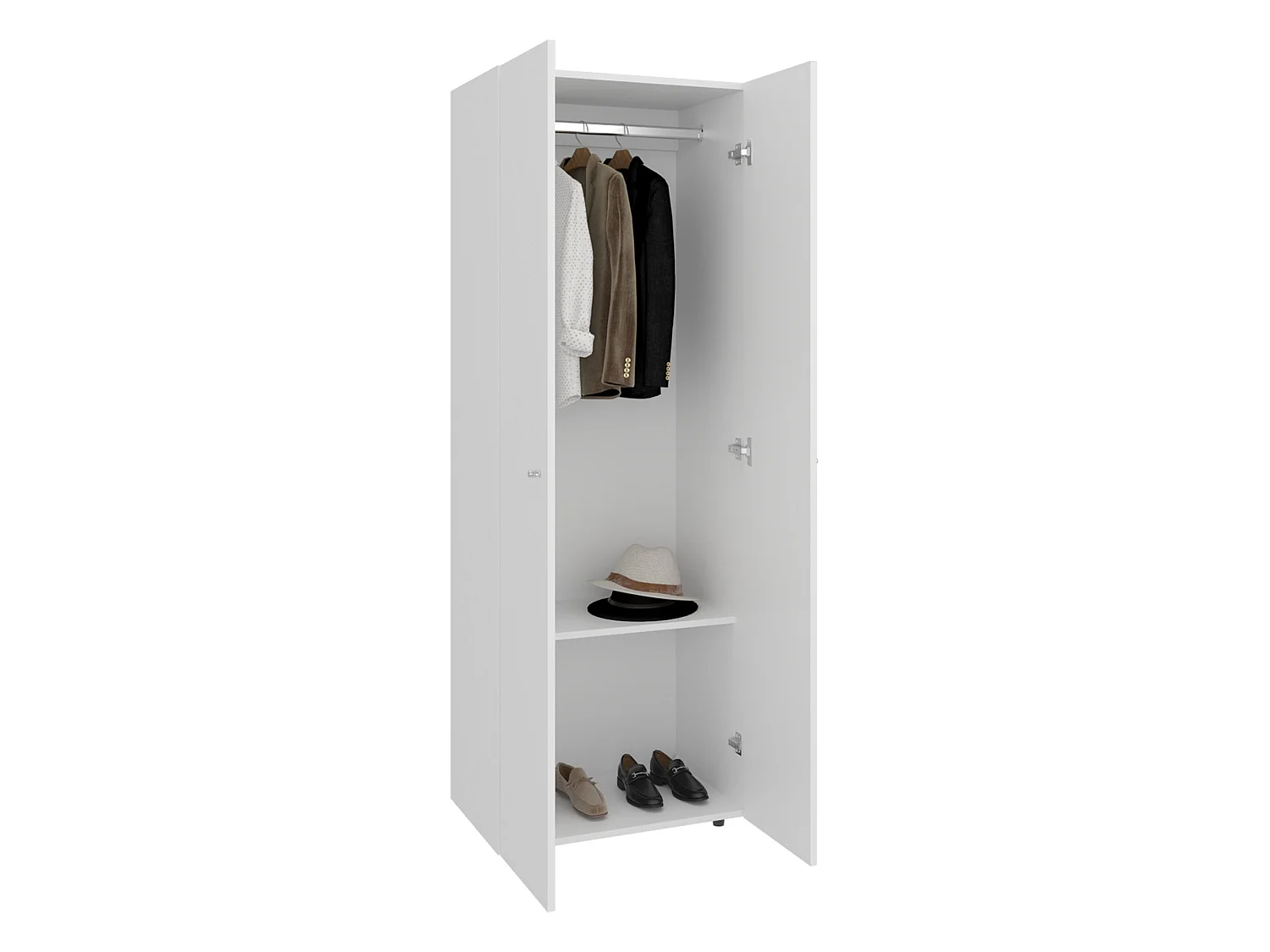Armario ropero Home de 170 cm con barra de colgar y 1 estante, blanco