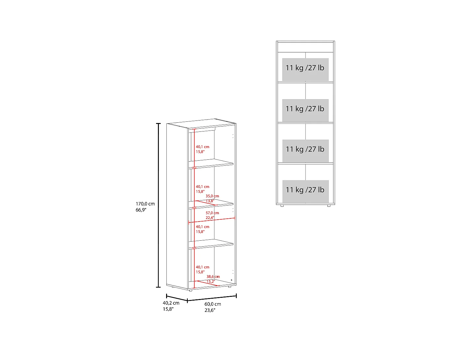 TUHOME Armario alto de 2 puertas World, 4 estantes, almacenamiento vertical, dormitorio, wengué