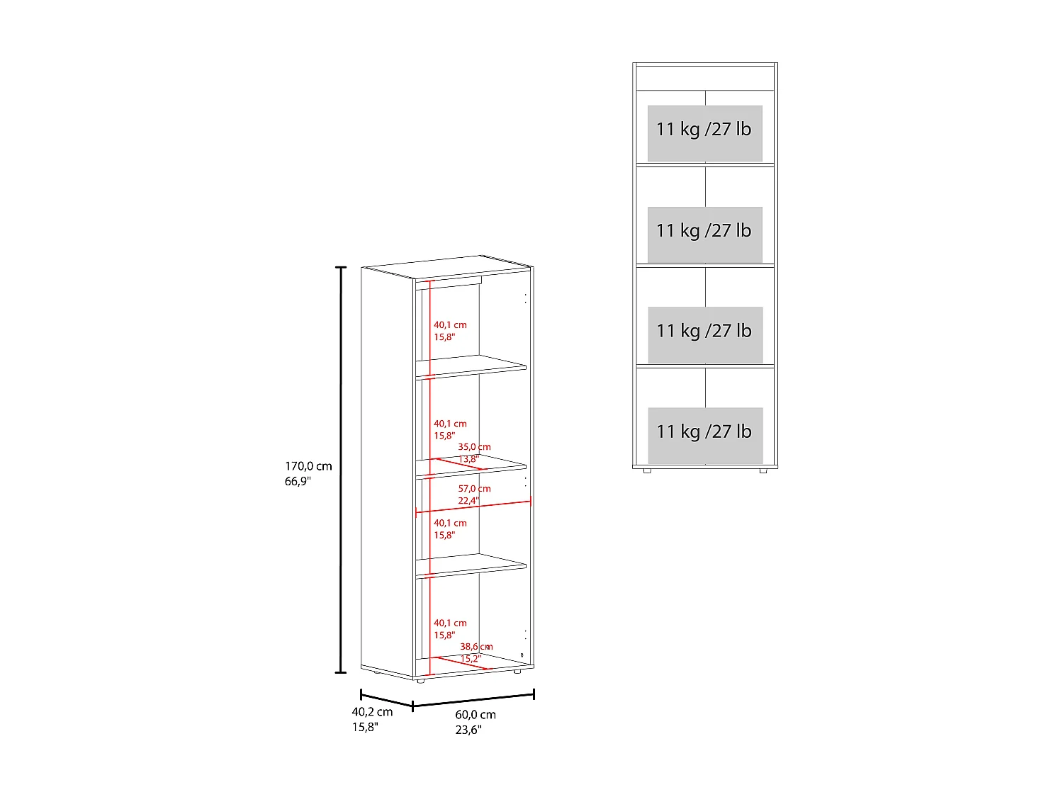 TUHOME Armario alto de 2 puertas World, 4 estantes, almacenamiento vertical, dormitorio, wengué