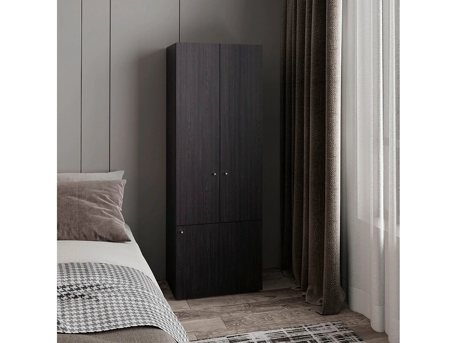 Roupeiro Home de 170 cm com 3 portas, preto