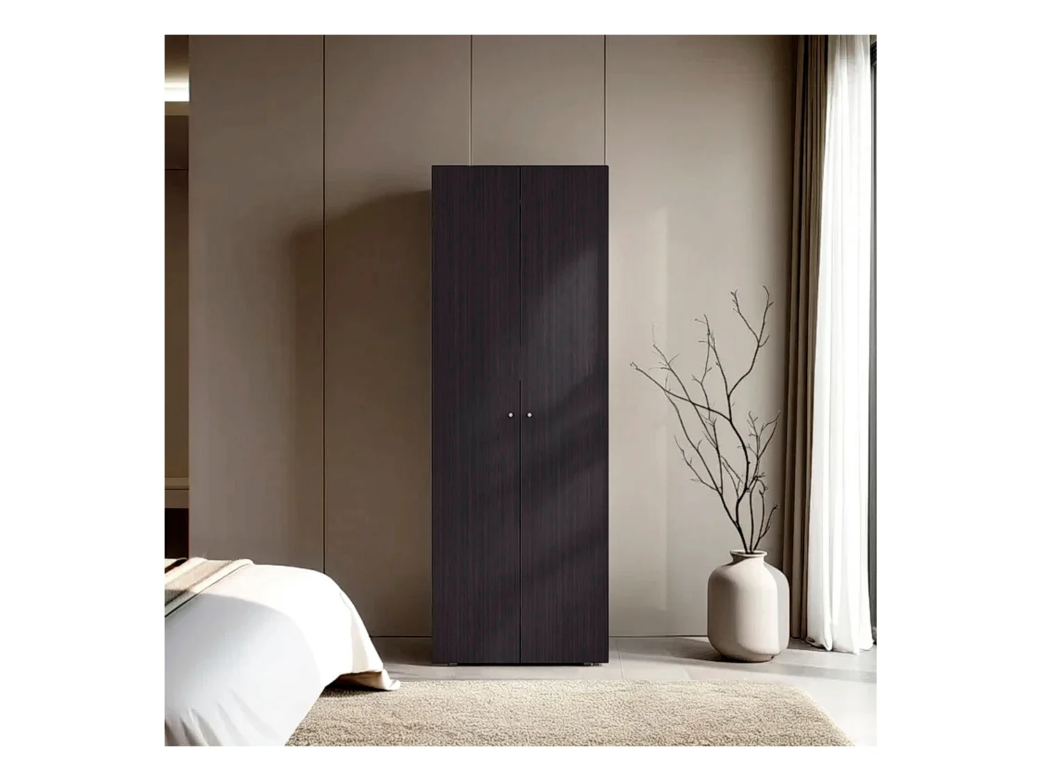 TUHOME Mueble lavabo  Armario alto de 2 puertas,  Dormitorio, Wengué