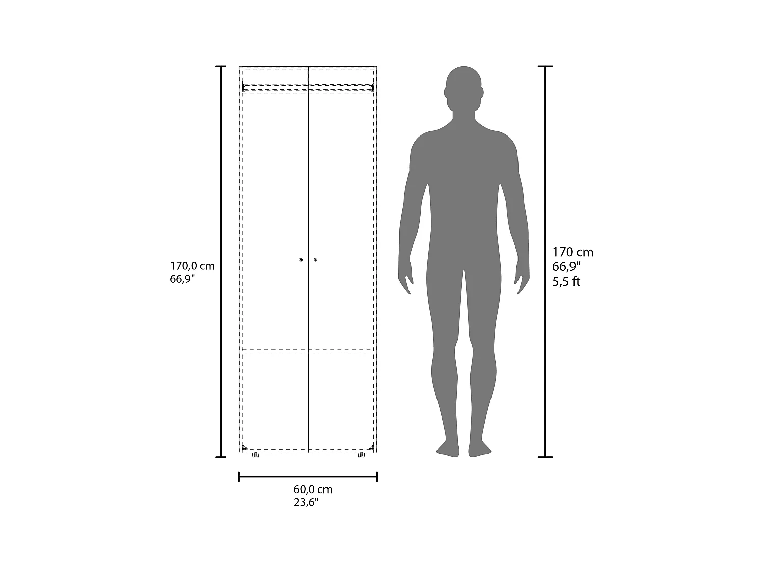 TUHOME Mueble lavabo  Armario alto de 2 puertas,  Dormitorio, Wengué