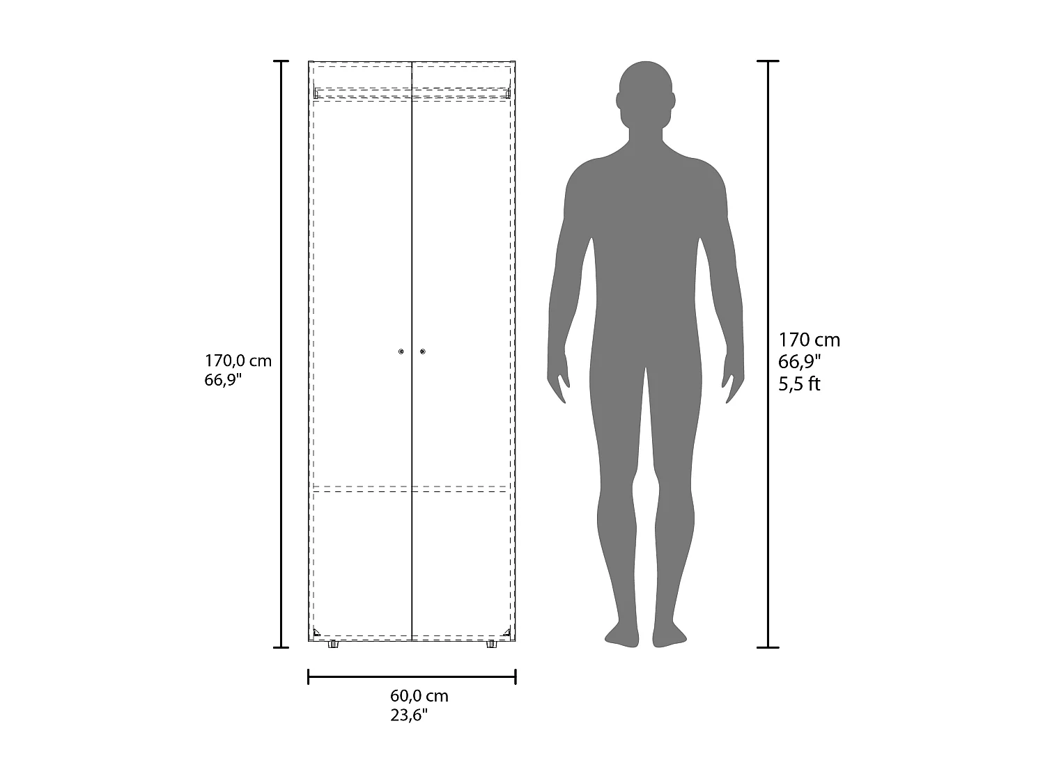 TUHOME Mueble lavabo  Armario alto de 2 puertas,  Dormitorio, Wengué