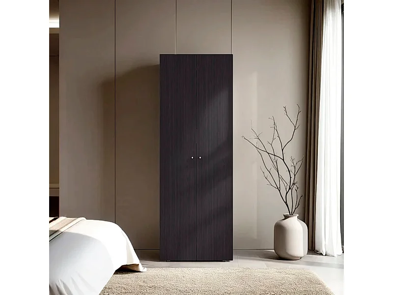 TUHOME Mueble lavabo  Armario alto de 2 puertas,  Dormitorio, Wengué