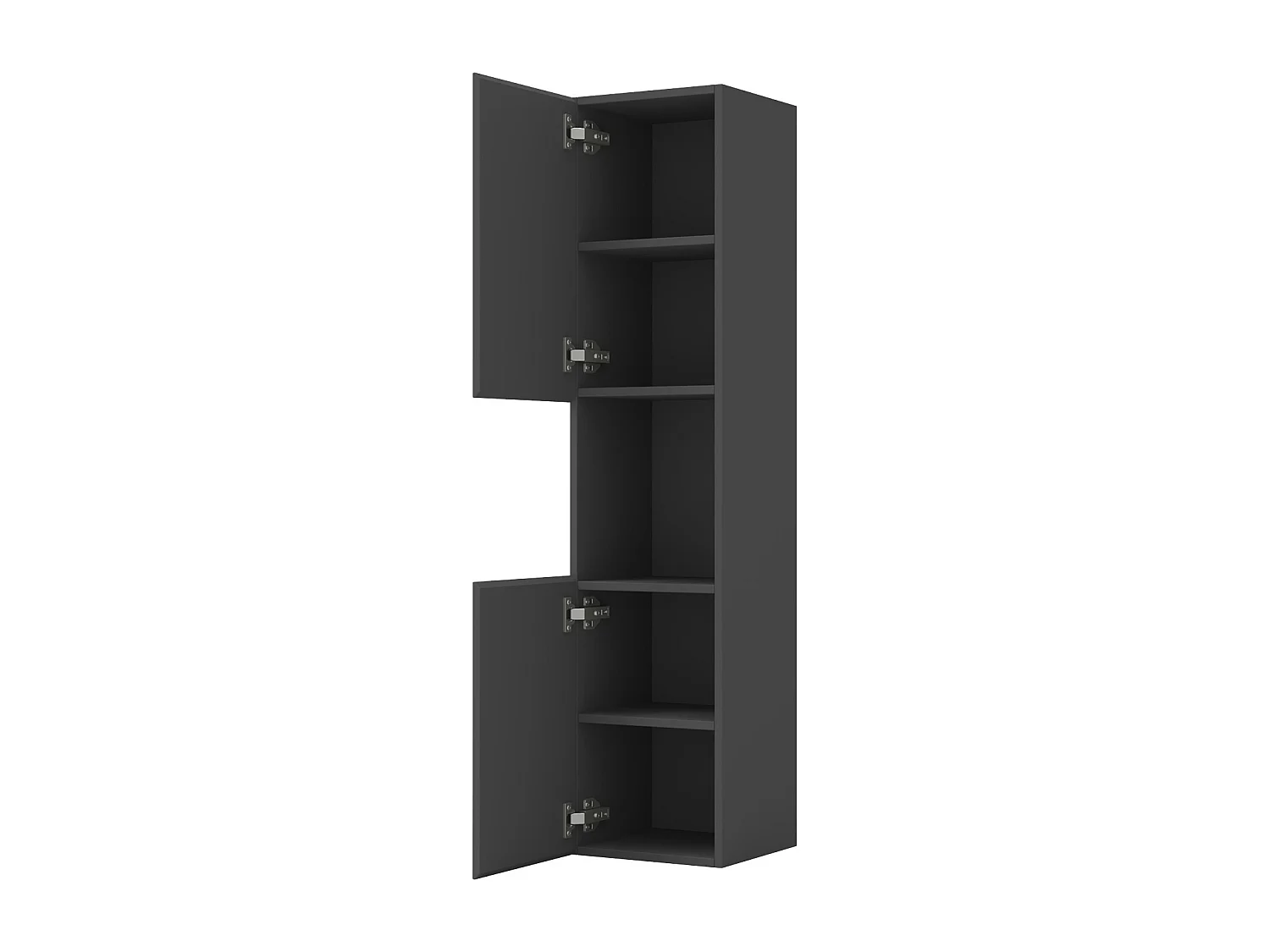 AICA Ensemble meuble de salle de bain Vasque L.50cm 2 tiroirs + lavabo + LED Miroir Rond 60cm + 2*Colonne, Anthracite