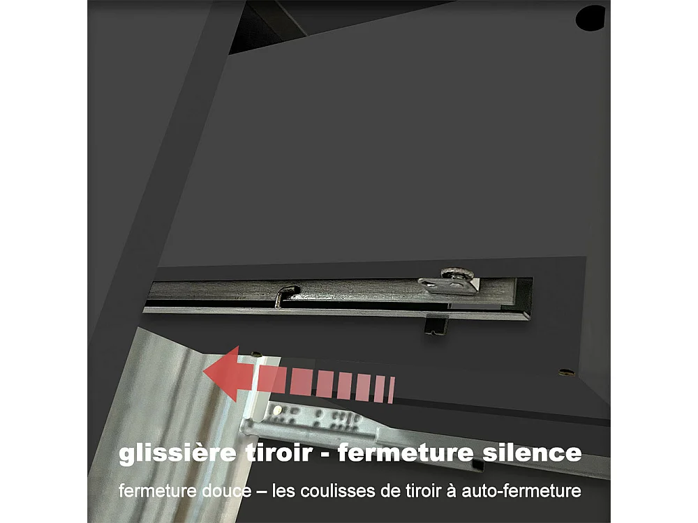 Ensemble meuble vasque L.60cm 2 tiroirs + lavabo + LED miroir rond 60cm,anthracite