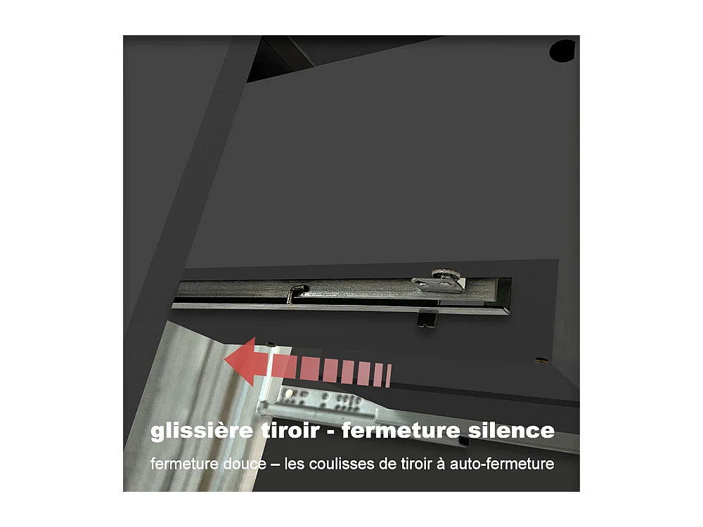 AICA Ensemble meuble de salle de bain Vasque 60cm + 2 tiroirs + lavabo + LED Miroir 60cm + 2*Colonne, Anthracite