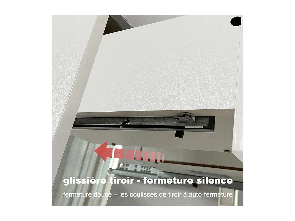 AICA Ensemble meuble de salle de bain double Vasque L.120cm 4 tiroirs + lavabo + LED Miroir Rond 120cm + 2*Colonne,Blanc