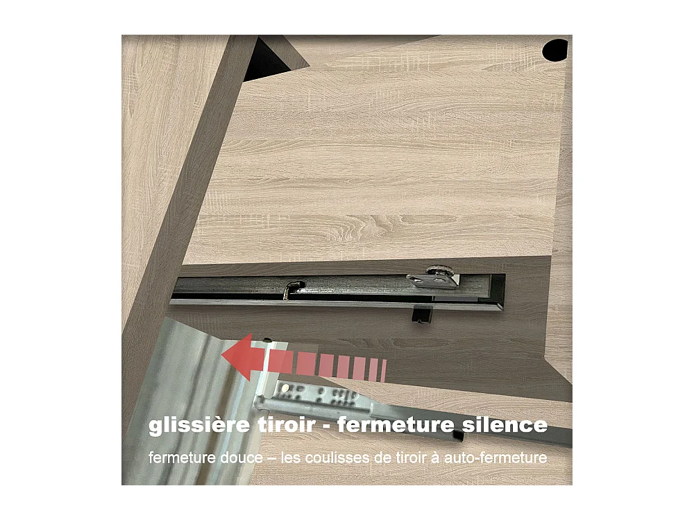 AICA Ensemble meuble de salle de bain double Vasque 120cm + 4 tiroirs + lavabo + 2*LED Miroirs Rond 60cm, Chêne