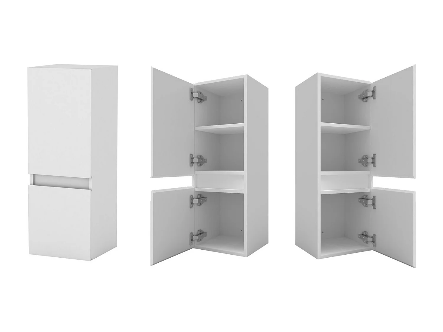 Ensemble meuble double vasque L.120cm 4 tiroirs + lavabo + 2 LED miroirs rond 60cm + colonne,blanc