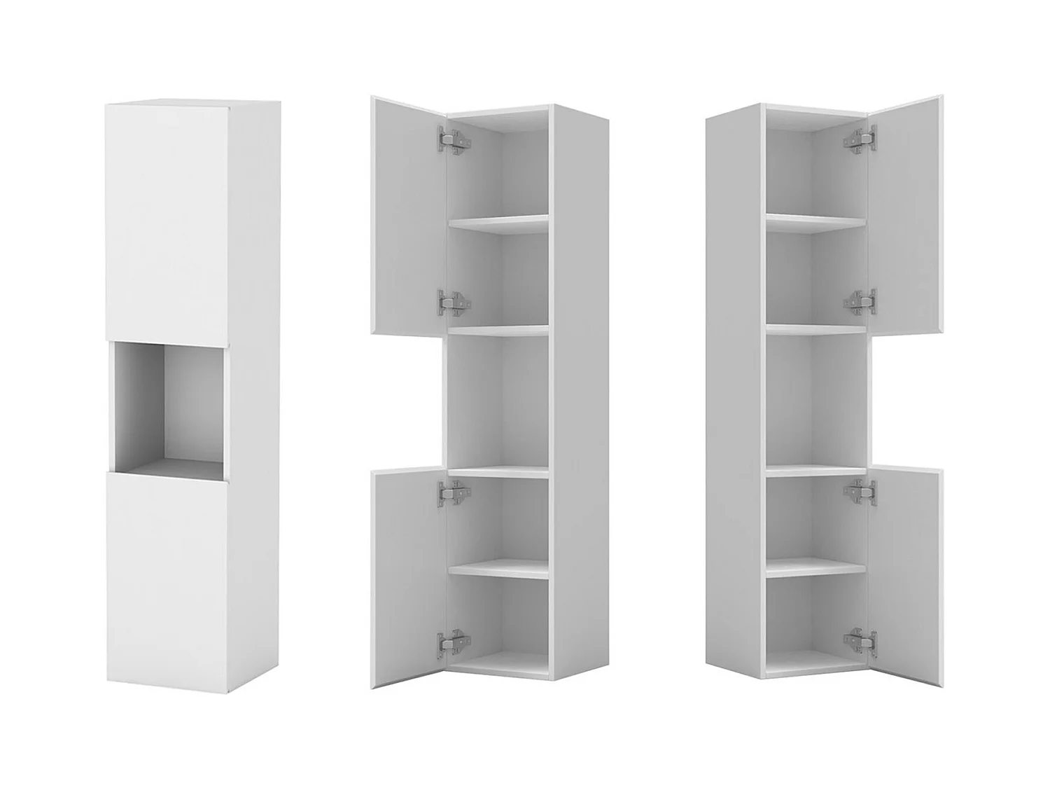 AICA Ensemble meuble de salle de bain double Vasque L.120cm 4 tiroirs + lavabo + 2*LED Miroirs Rond 60cm + 2*Colonne,Blanc