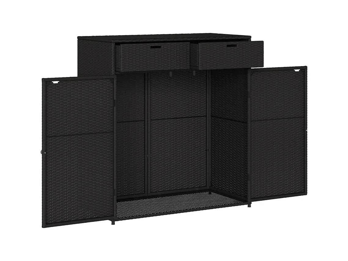 Annemarie  Armario de almacenaje de jardín ratán PE negro 105x55x113 cm