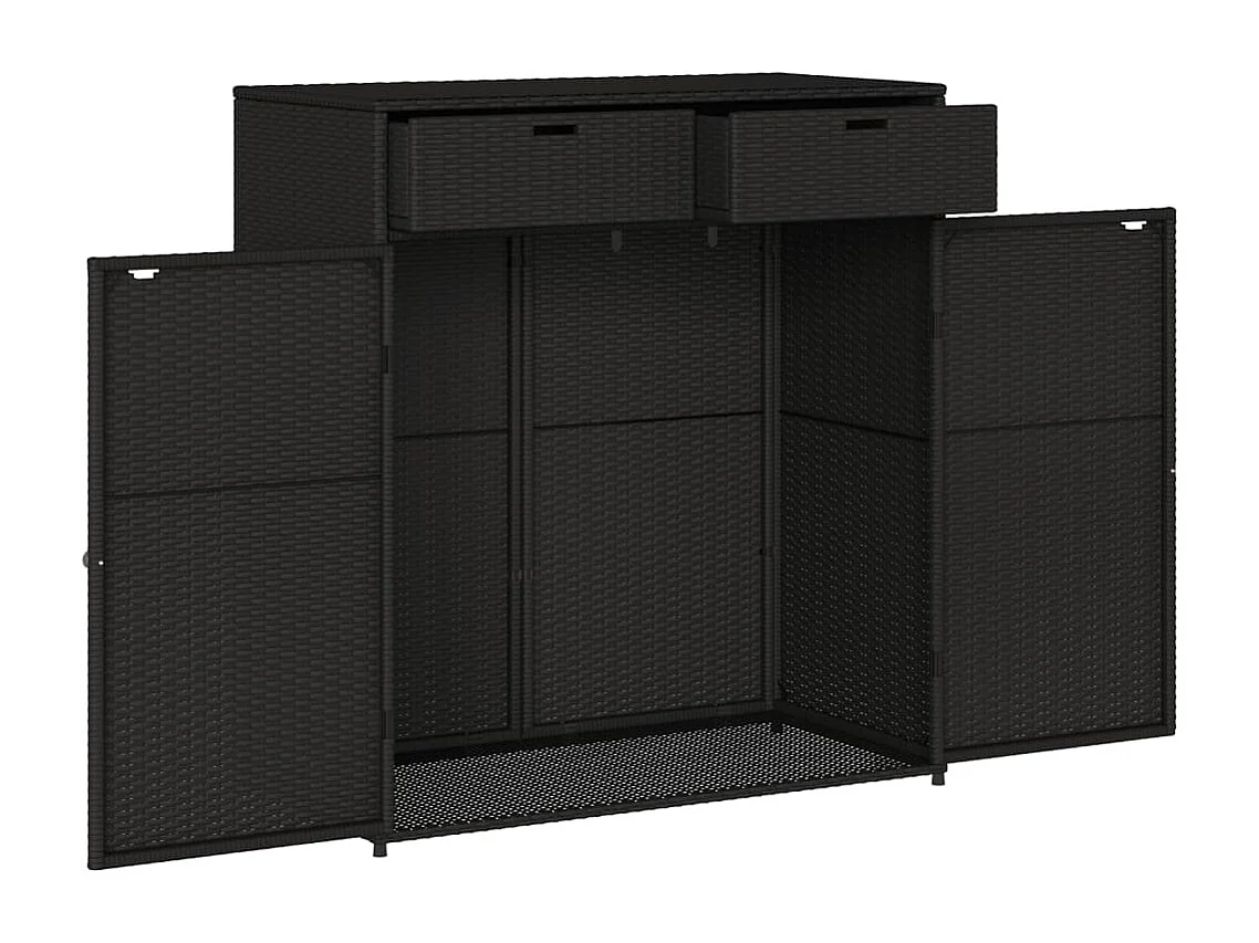 Annemarie  Armoire de rangement de jardin noir 105x55x113cm résine tressée