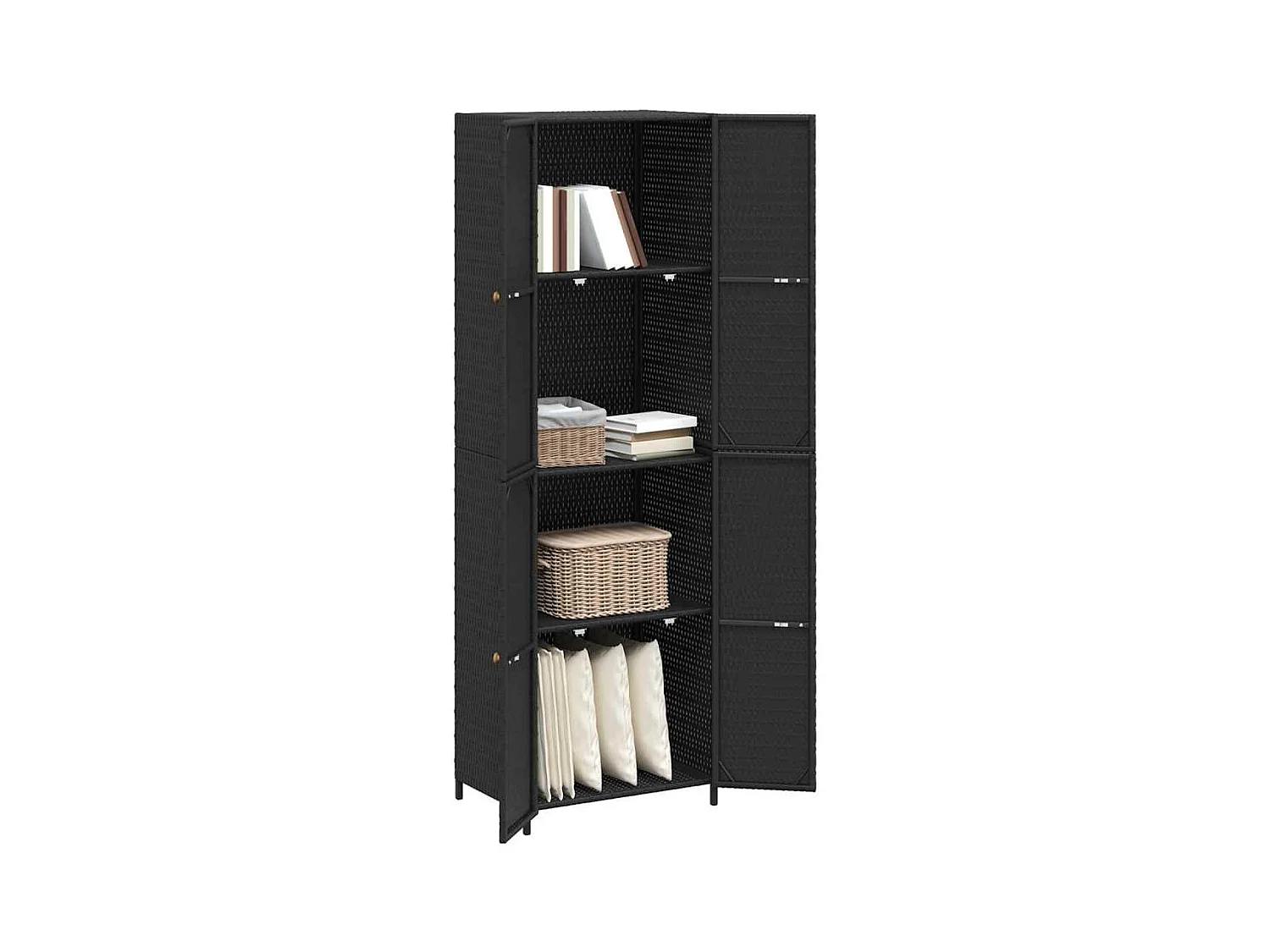 Zane Scott  Armoire de rangement de jardin Noir 59x40x180 cm Résine tressée