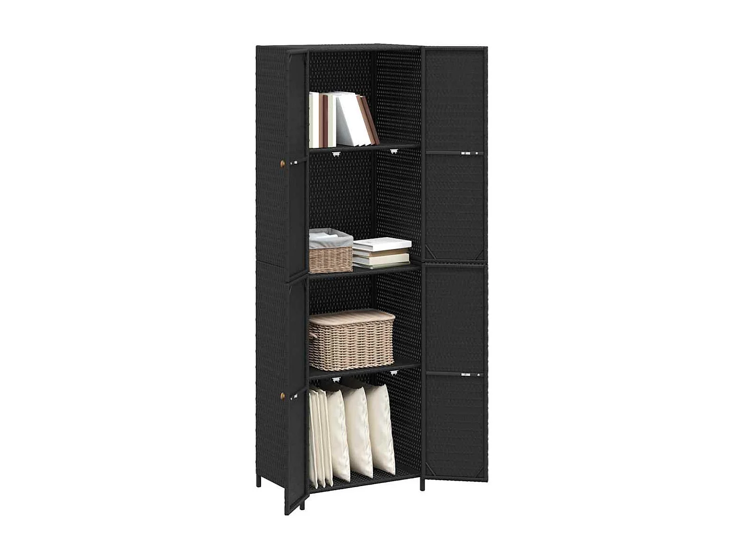 Zane Scott  Armoire de rangement de jardin Noir 59x40x180 cm Résine tressée
