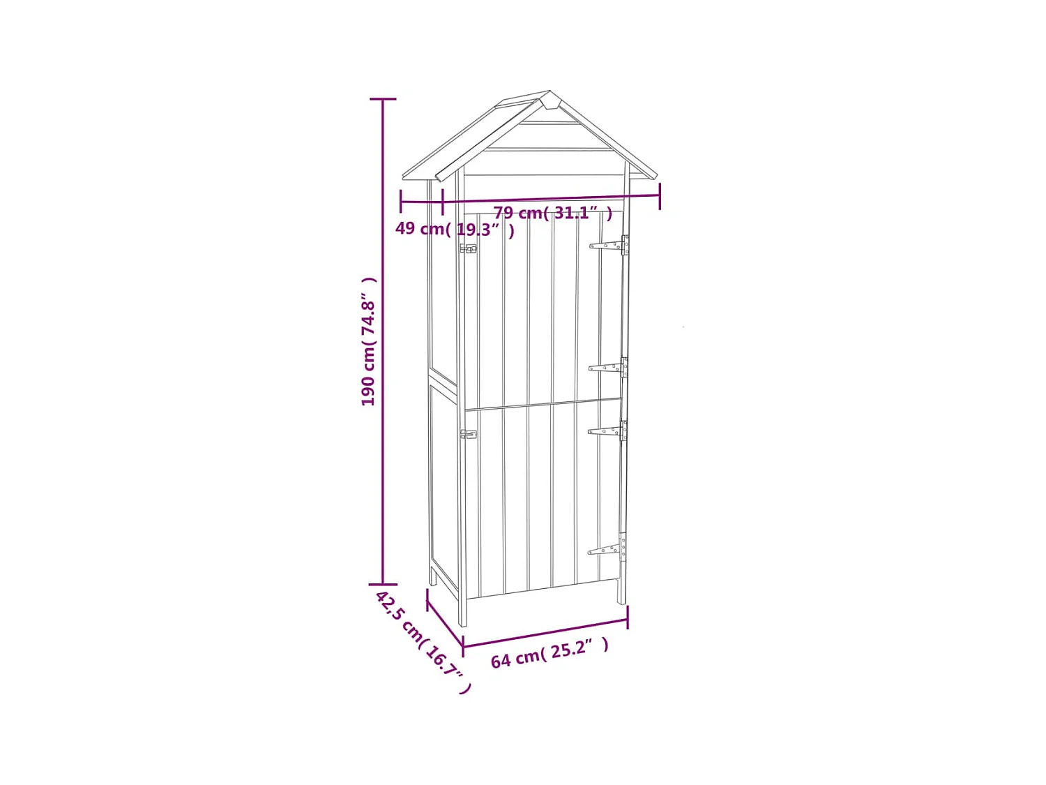 Garden Furniture -  Armoire de rangement de jardin Marron 42,5x64x190 cm