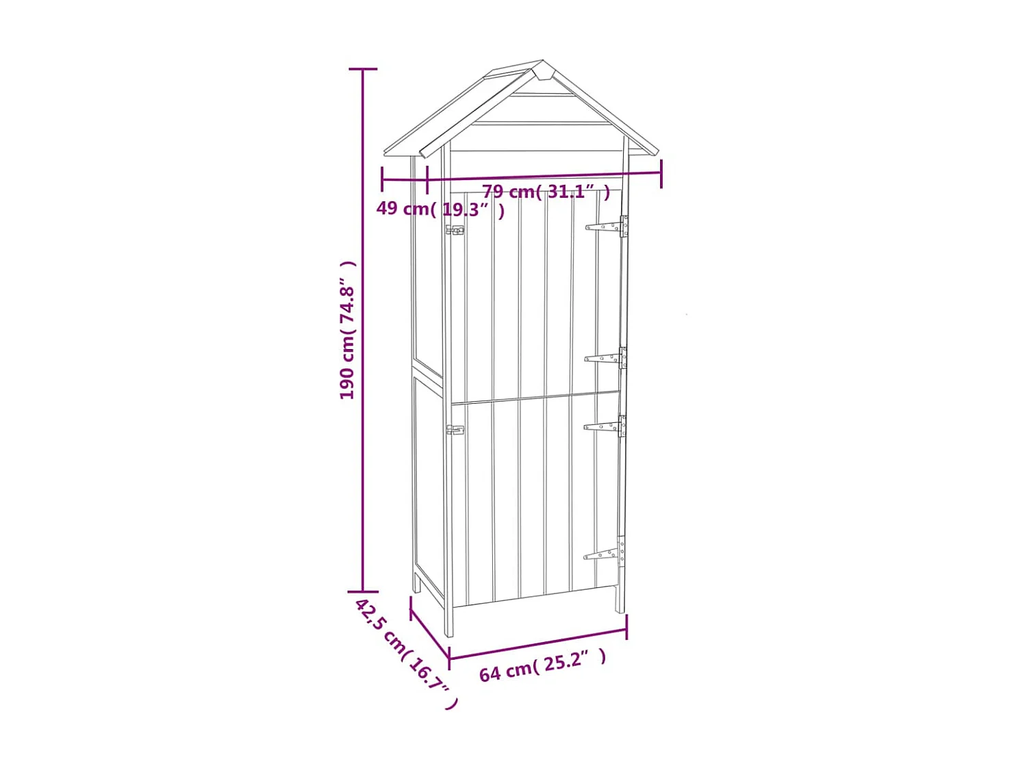 Garden Furniture -  Armoire de rangement de jardin Marron 42,5x64x190 cm