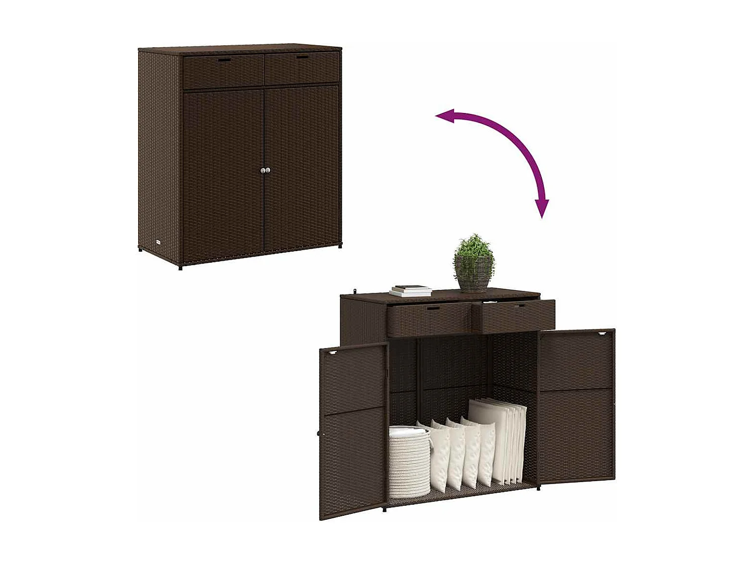 Annemarie  Tuinkast 105x55x113 cm poly rattan bruin