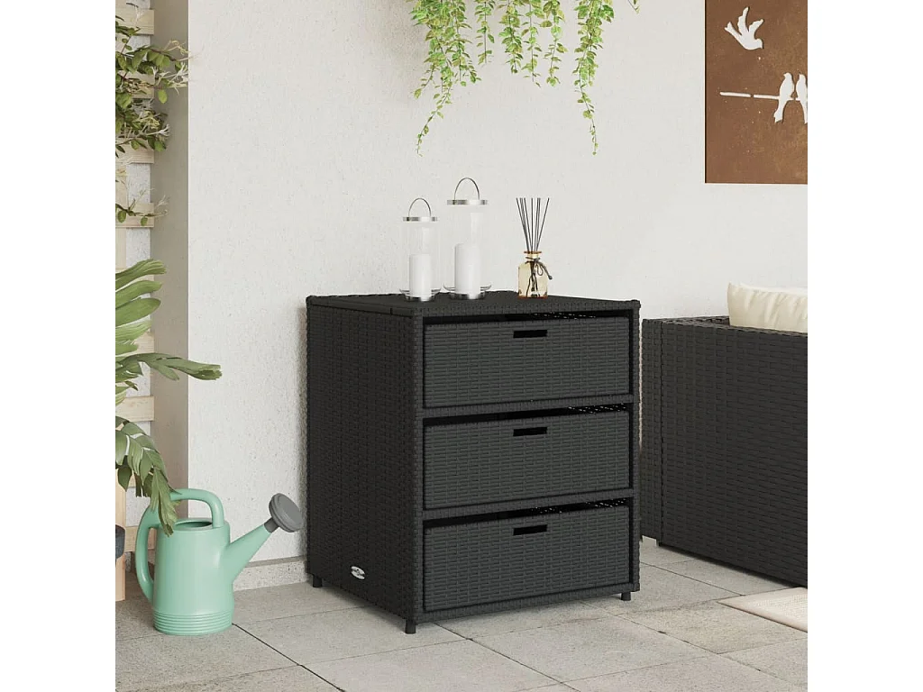 Holiday  Armoire de rangement de jardin noir 55x59x69 cm résine tressée