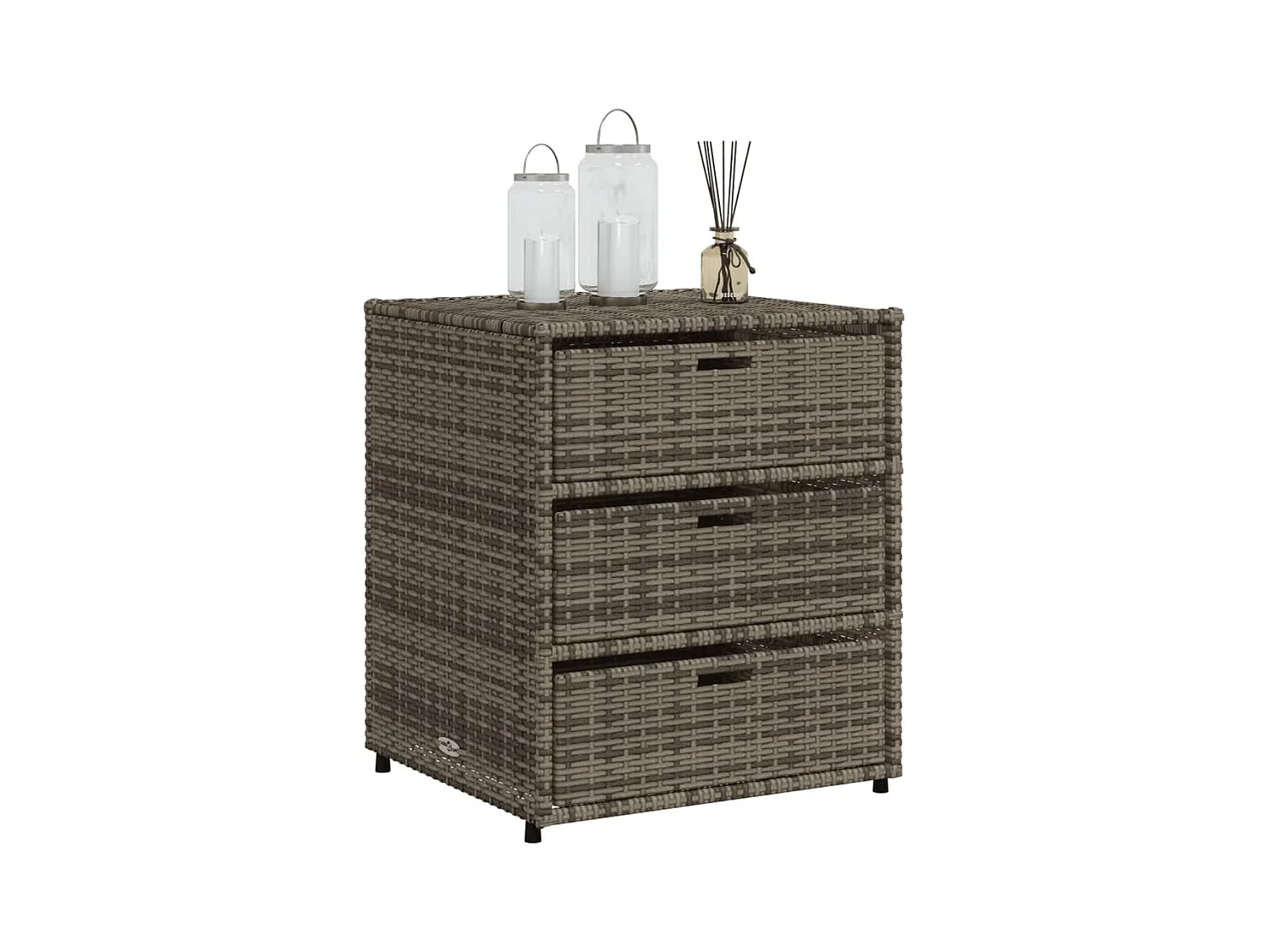 Holiday  Armario de almacenaje de jardín ratán PE gris 55x59x69 cm