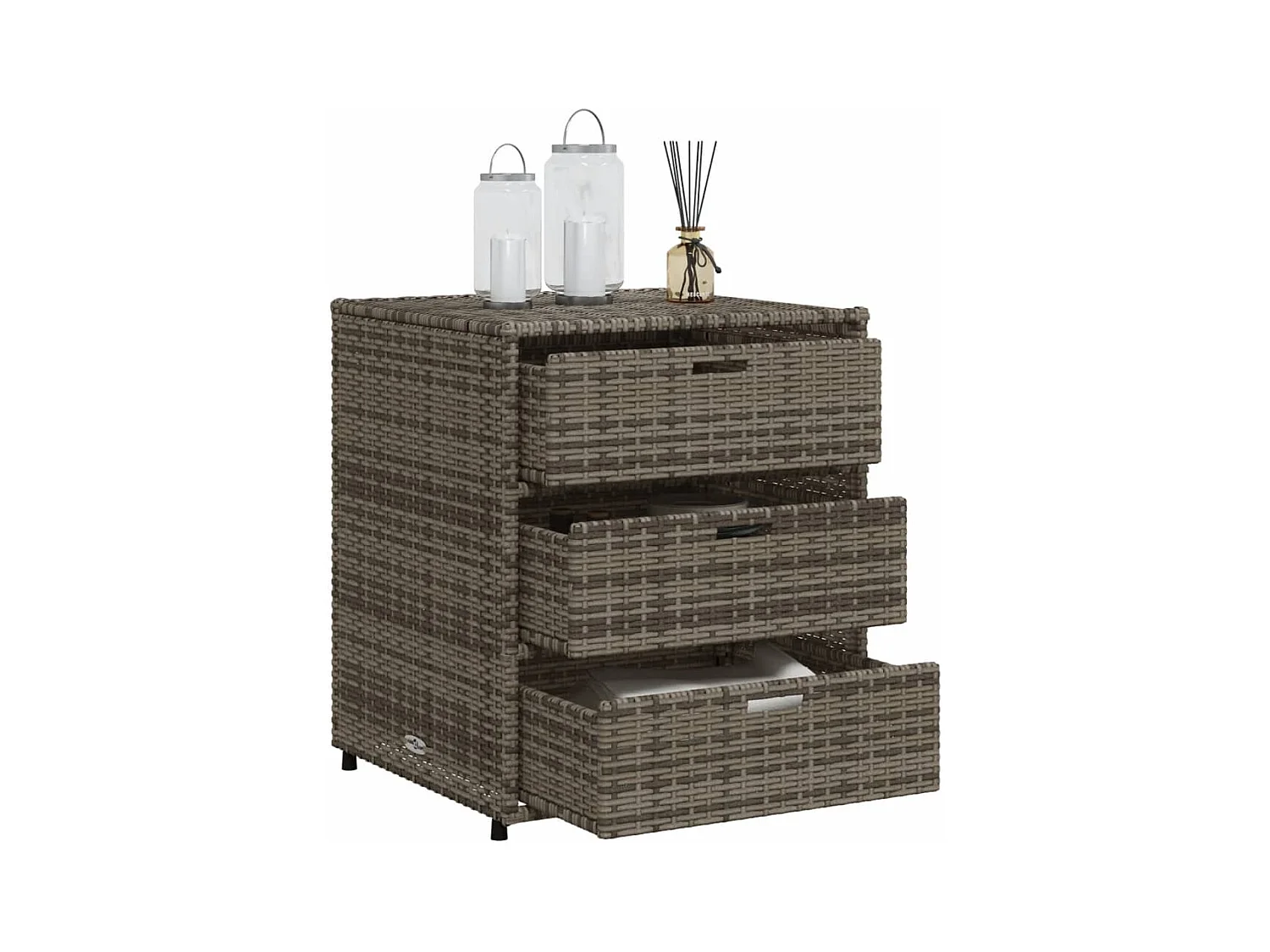 Holiday  Armario de almacenaje de jardín ratán PE gris 55x59x69 cm