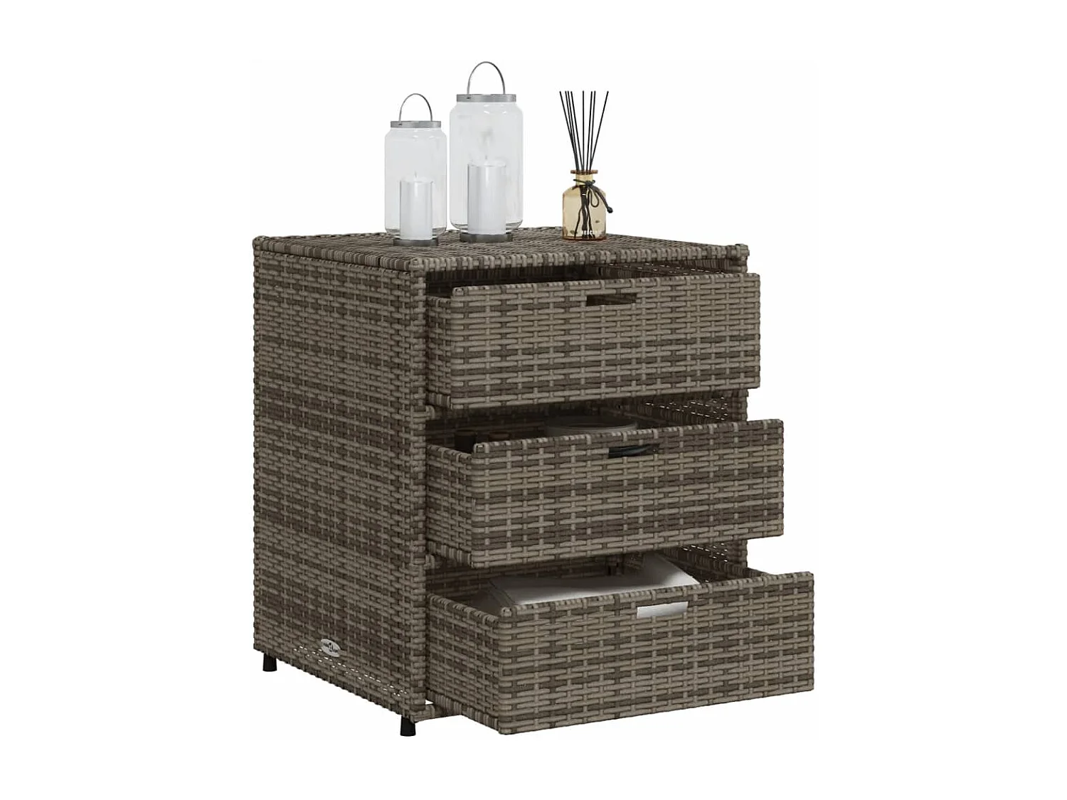 Holiday  Armoire de rangement de jardin gris 55x59x69 cm résine tressée