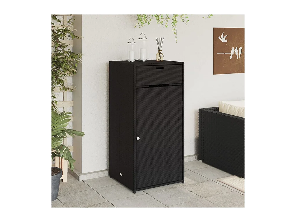 Annemarie  Armario de almacenaje de jardín ratán PE negro 55x55x111 cm
