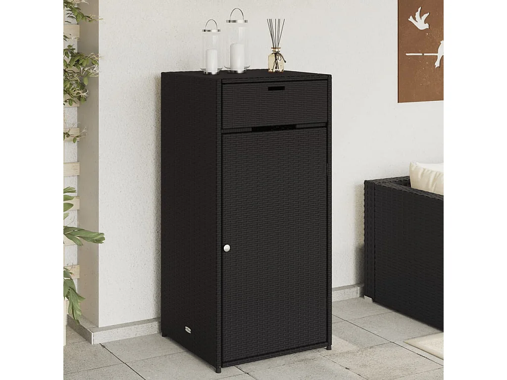 Annemarie  Armoire de rangement de jardin noir 55x55x111 cm résine tressée