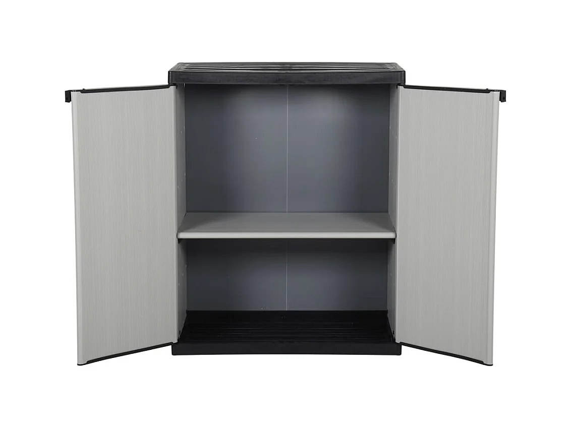 Garden Furniture -  Armario de jardín con 1 estante gris y negro 68x40x85 cm