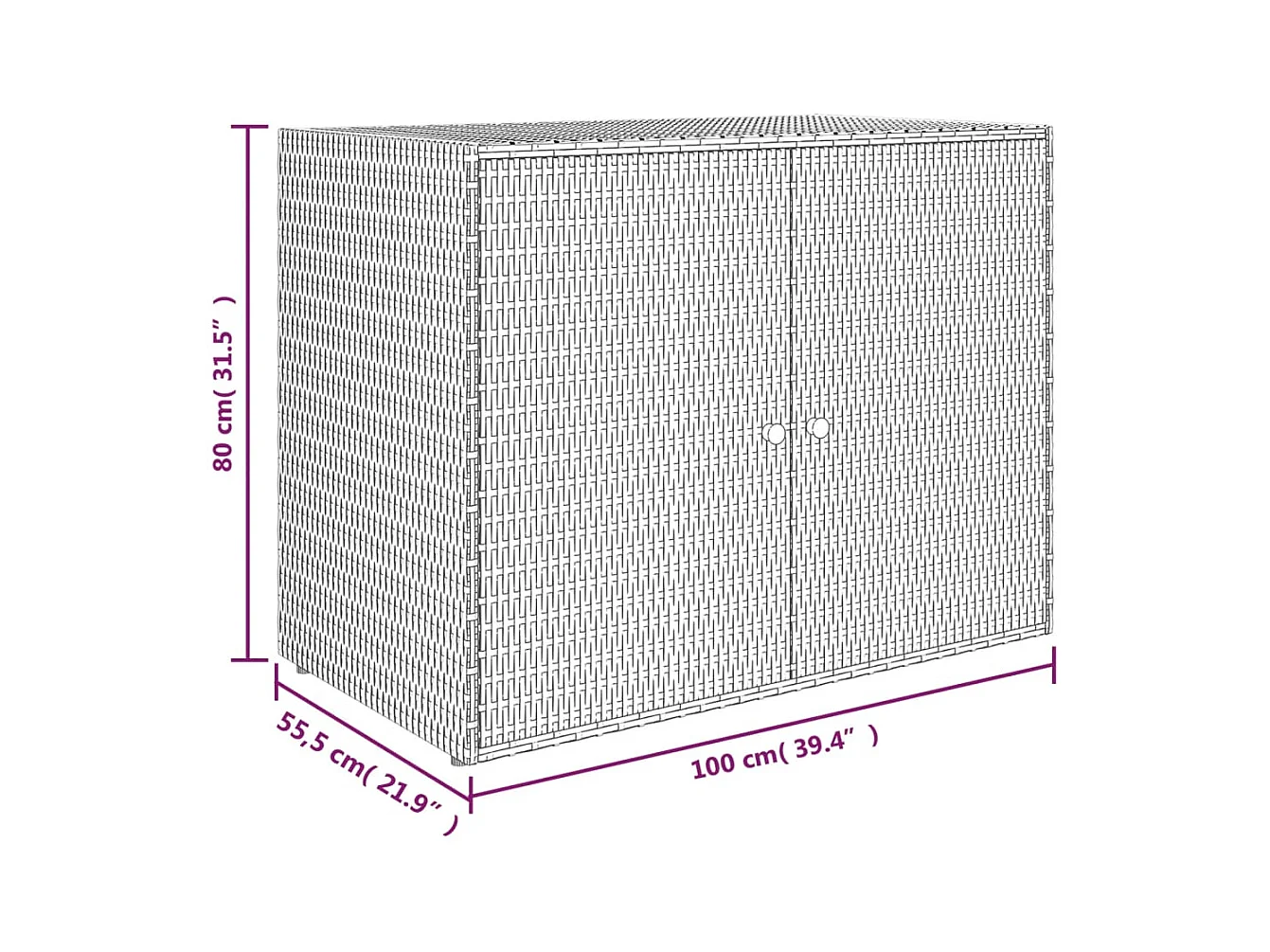 Herber  Tuinkast 100x55,5x80 cm poly rattan grijs