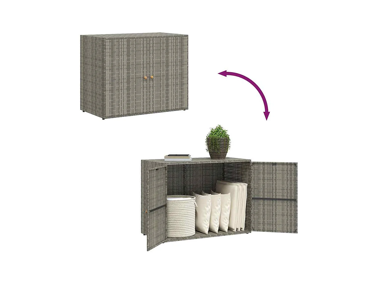 Herber  Tuinkast 100x55,5x80 cm poly rattan grijs