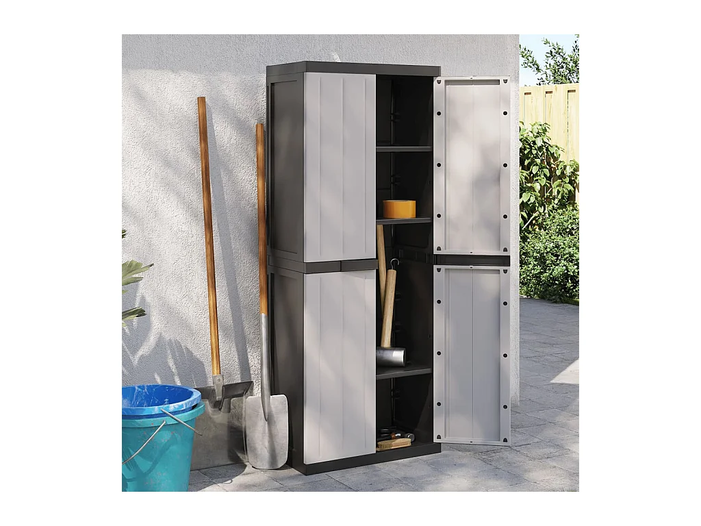 Alavieska  Armario de almacenaje exterior PP gris y negro 65x37x165 cm