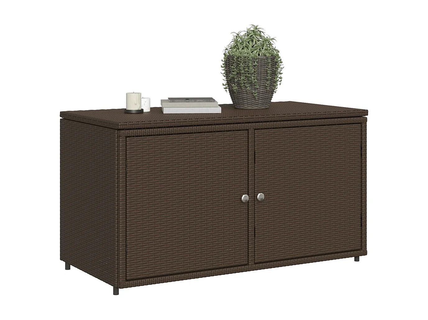 Zandar  Armoire de rangement jardin marron 110x55x60,5cm résine tressée