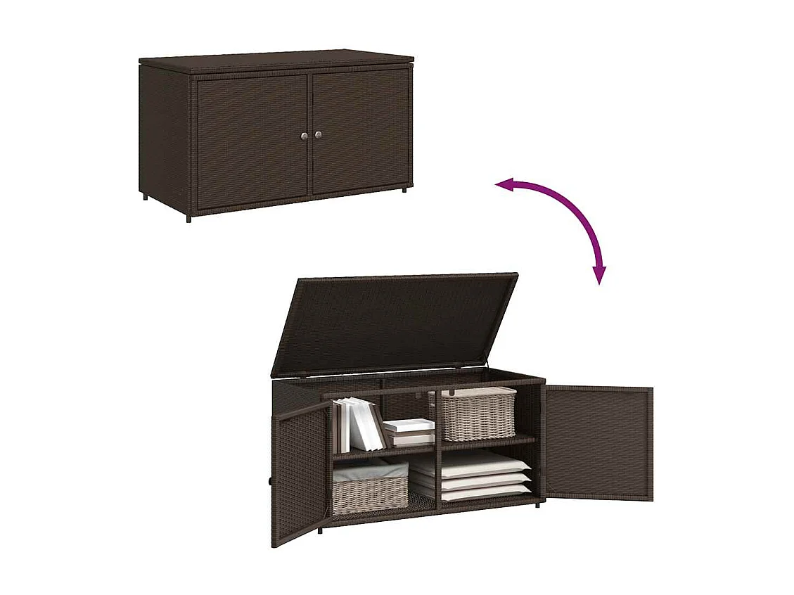 Zandar  Armoire de rangement jardin marron 110x55x60,5cm résine tressée