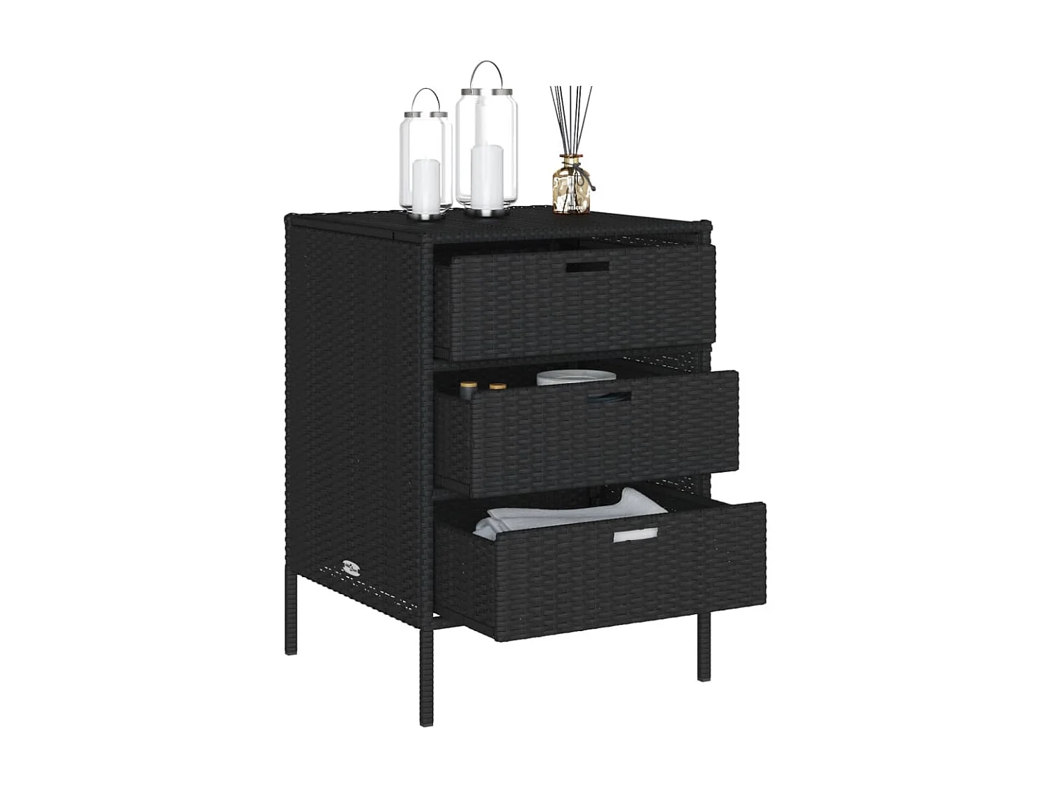 Holiday  Armoire de rangement de jardin noir 55x59x80 cm résine tressée