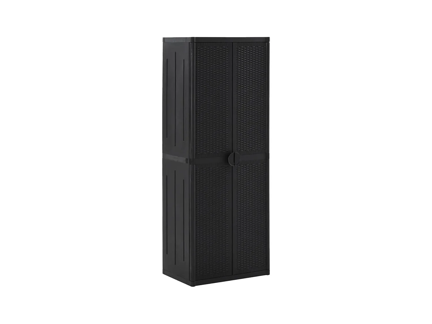 Borric  Armoire de rangement de jardin Noir 65x45x172 cm PP Rotin
