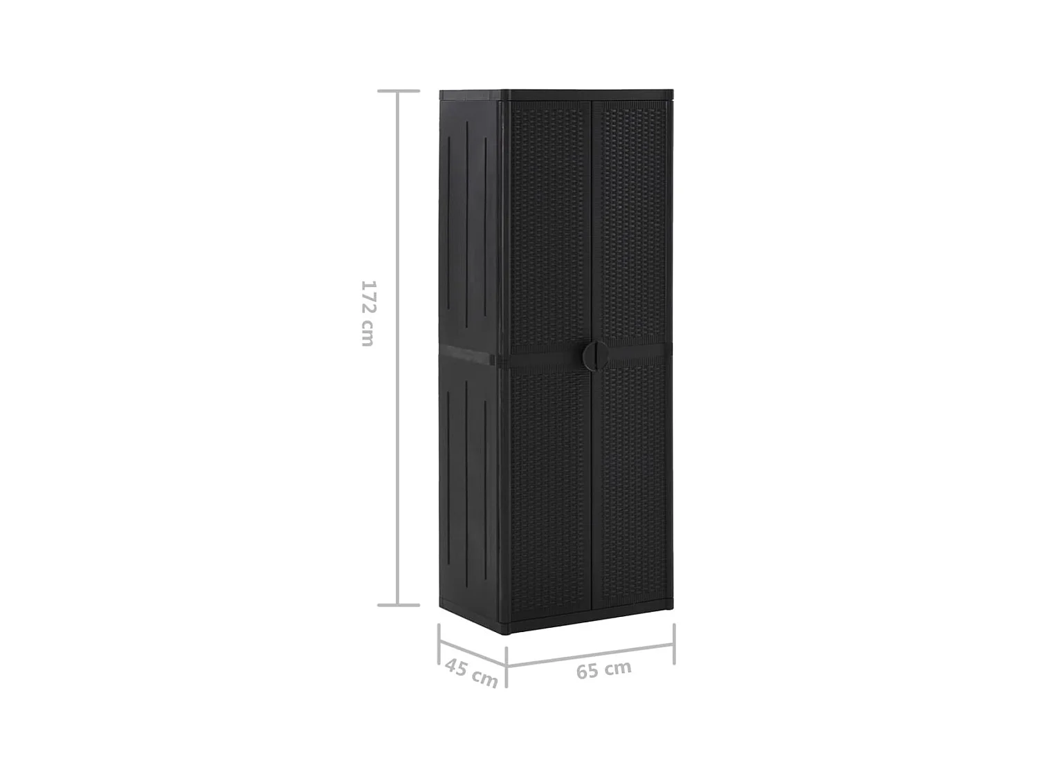 Borric  Armoire de rangement de jardin Noir 65x45x172 cm PP Rotin