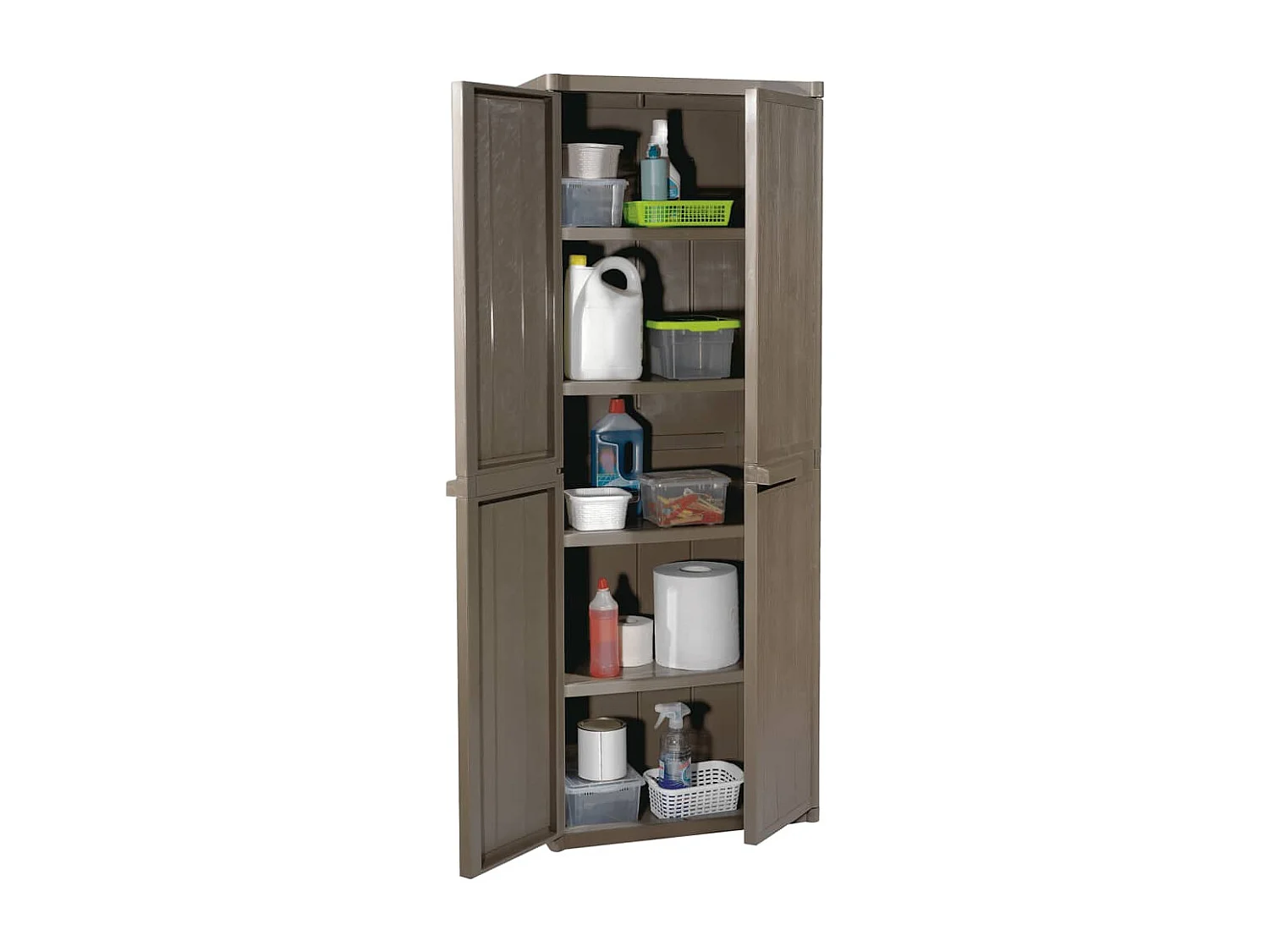 Borric  Armoire de rangement jardin Marron 65x45x172 cm PP Aspect bois