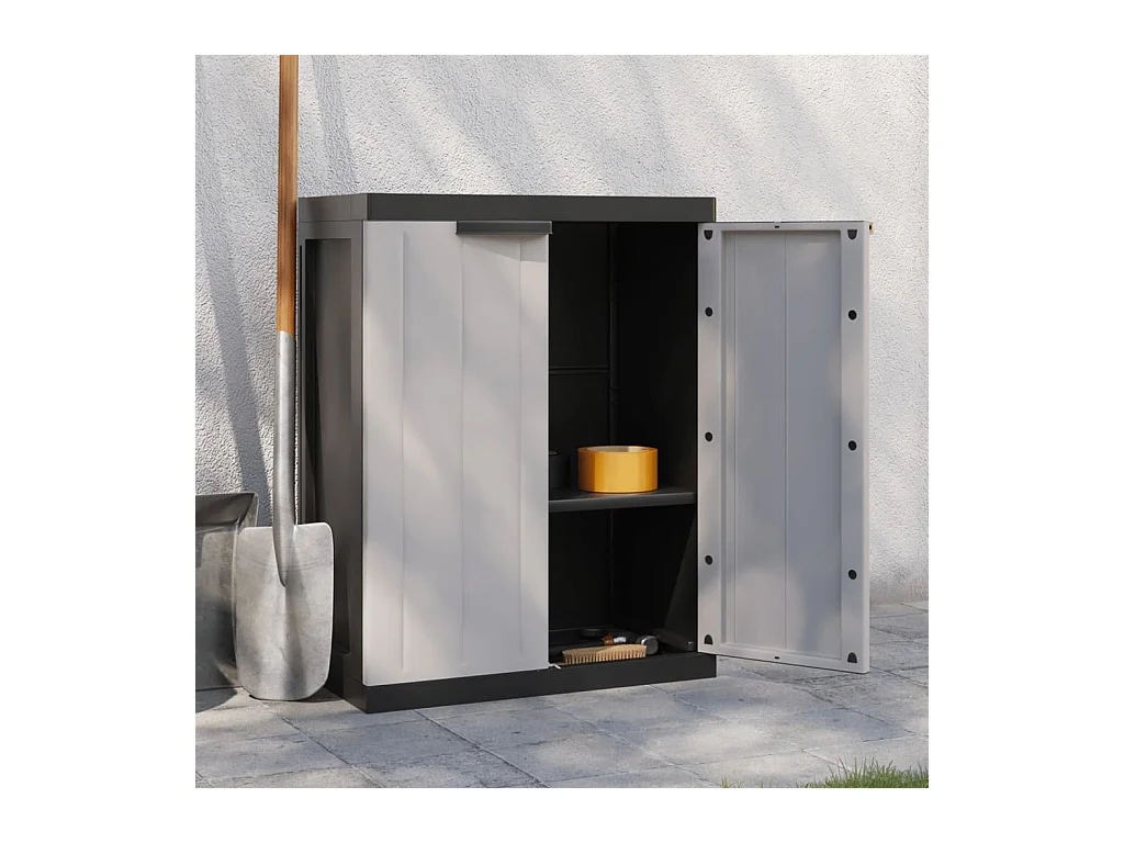 Alavieska  Armario de almacenaje exterior PP gris y negro 65x37x85 cm