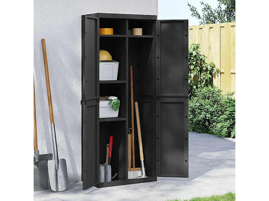 Alavieska  Armario de almacenaje exterior PP negro 65x37x165 cm