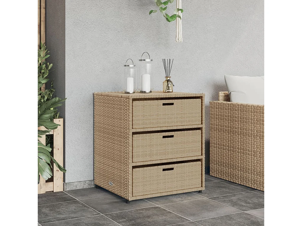 Holiday  Armoire de rangement de jardin beige 55x59x69 cm résine tressée