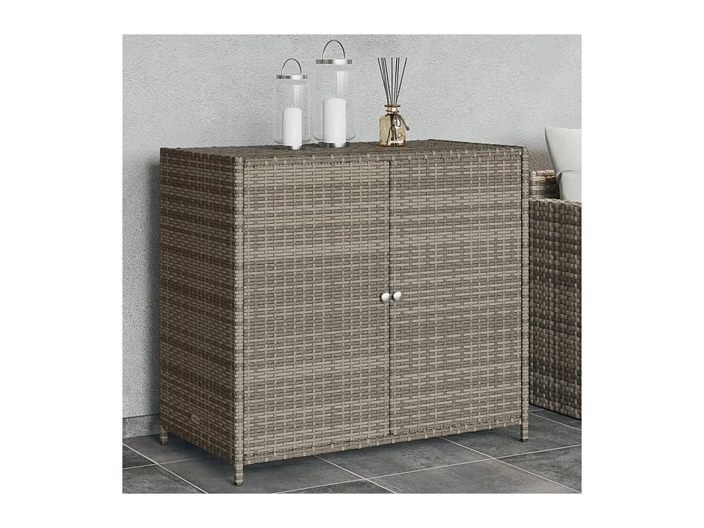 Emma Louise  Armario de almacenaje de jardín ratán PE gris 83x45x76 cm